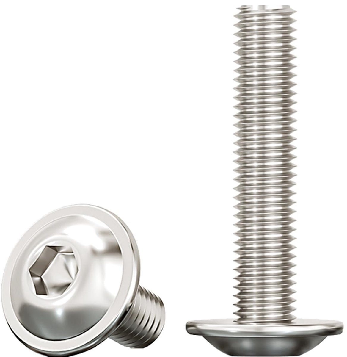 Cilinderschroeven met binnenzeskant, M8 x 35 mm, flensschroeven, roestvrij staal, A2, V2A, zeskantschroef voor mechanische verbindingen, 10 stuks