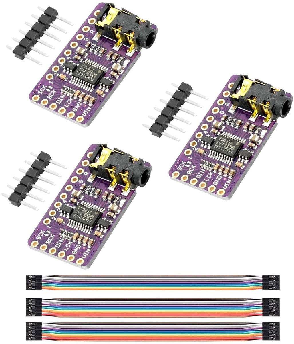 3 stuks PCM5102 digitaal-analoog-converter PLL-spraakmodule stereo-DAC-decodermodule voor 3,5 mm aansluiting met Arduino