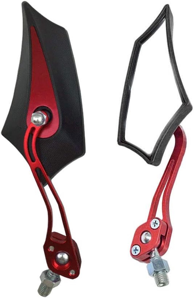2 Stuks Motorfietsspiegels Universele Motorfiets Achteruitkijkspiegel Stuurspiegels Motorfiets Achteraanzicht Spiegel Zijspiegel Motorspiegel Scooter 8mm/10mm Rood