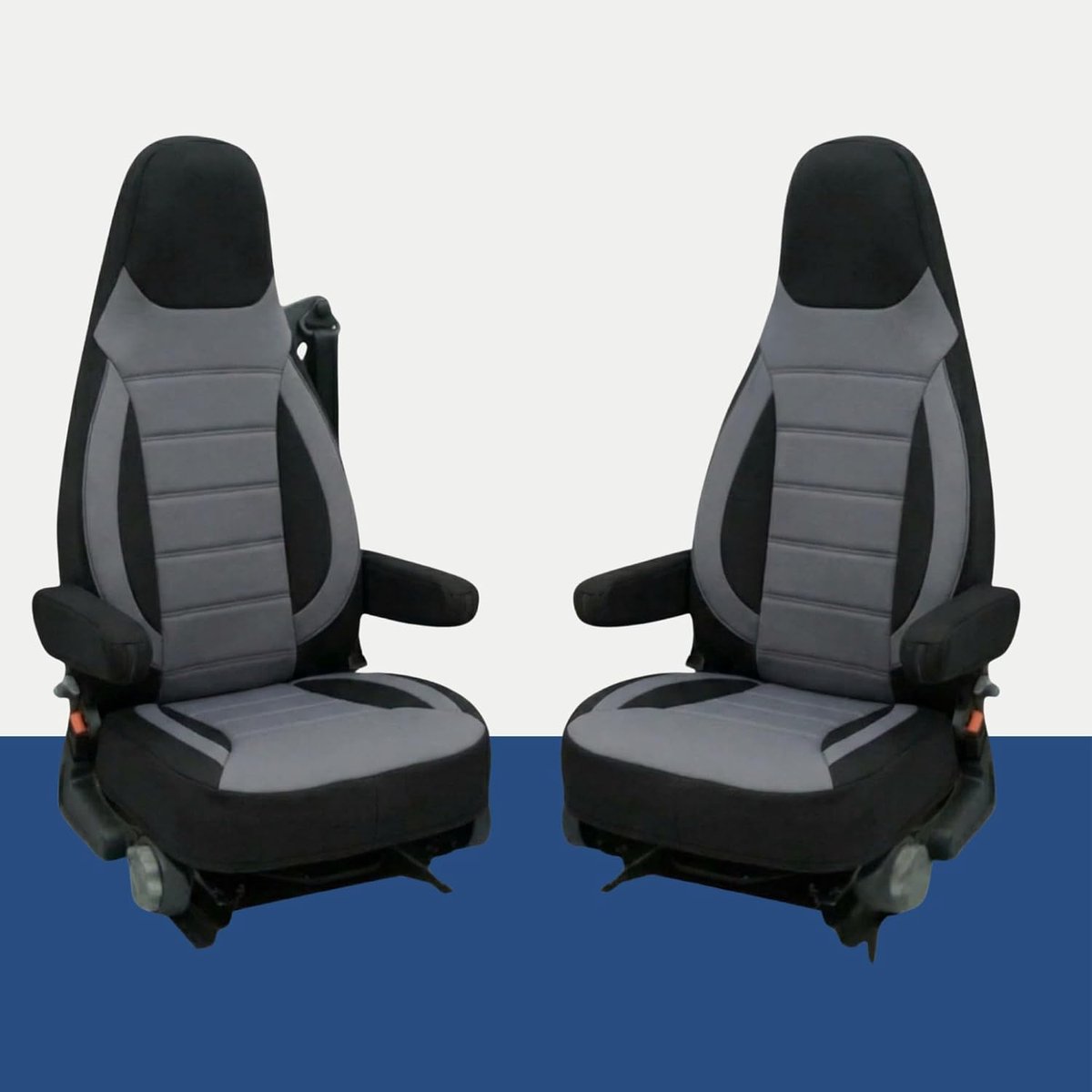Stoelhoezen compatibel met Aguti GIS Liner & Milan voor camper, set van 2 stuks met armleuningen, geschikt voor stoelen met geïntegreerde gordel, compatibel met Pössl, Knaus, Adria, Carthago