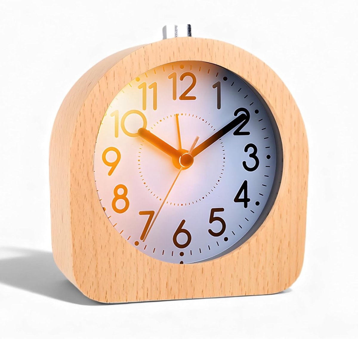 Houten wekker, analoog zonder tikken, digitale wekker, nachtkastje, tafelklok met nachtlampje, analoog van hout, werkt op batterijen, voor slaapkamer, thuis, kantoor, reizen, bureau