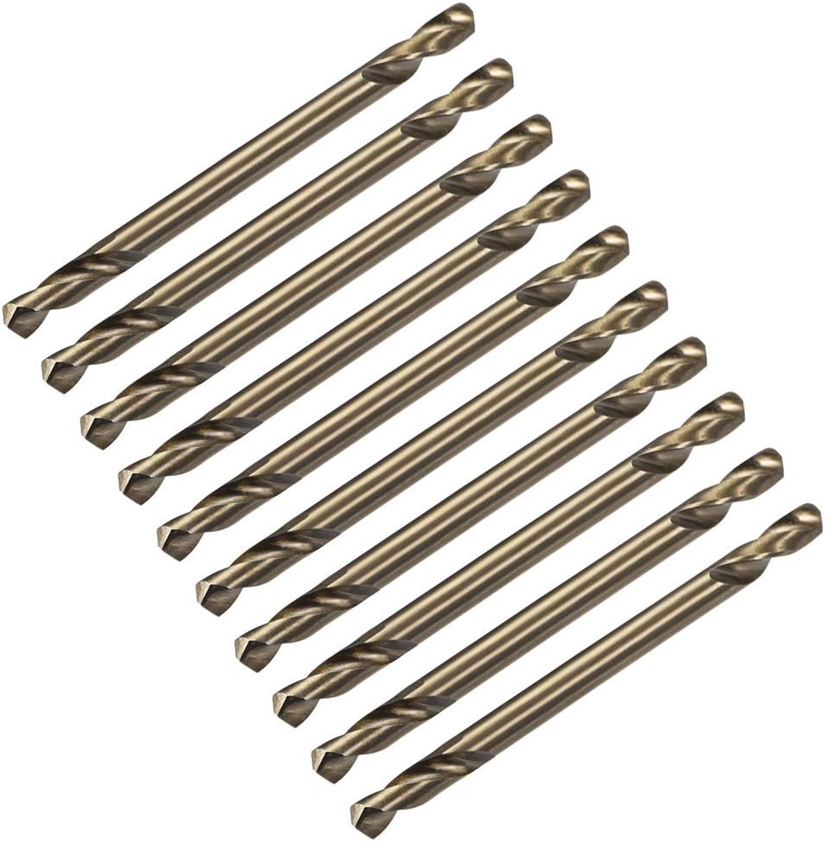 Sourcing map 10 stuks dubbele uiteinde spiraalboor titanium coating cilinderschacht HSS 3,2 mm Dmr.