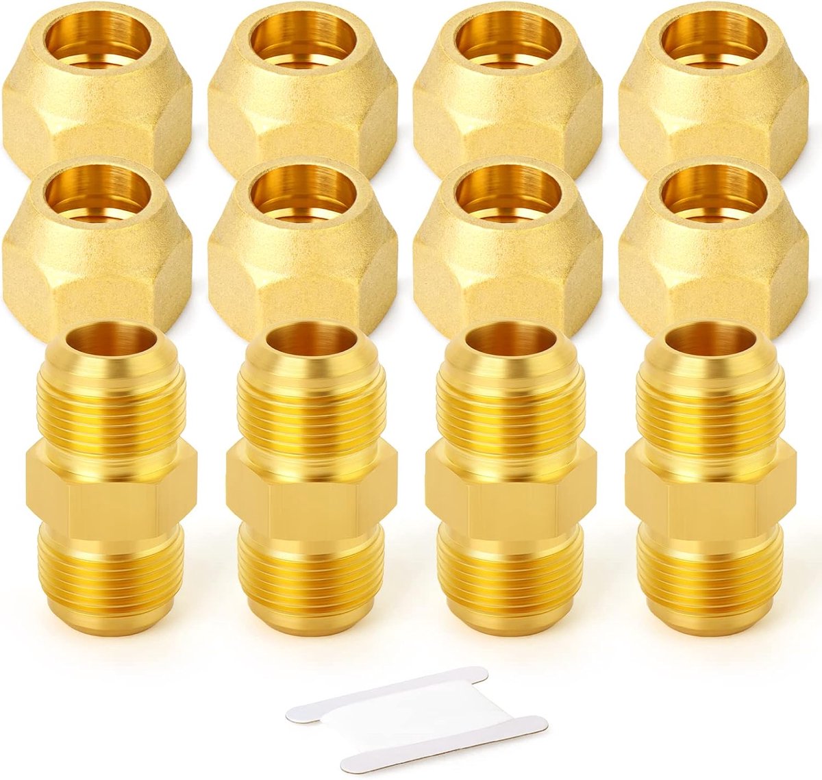 4Packs Metalen Messing Buisfitting, Half-Union met Flare Moer, 1/2" Flare x 1/2" Flare Mannelijke Pijpfittingen