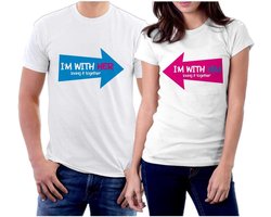 I am with her shirts him tshirt funny Matching Couple Sets Boyfriend Girlfriend Gift for Husband and Wife