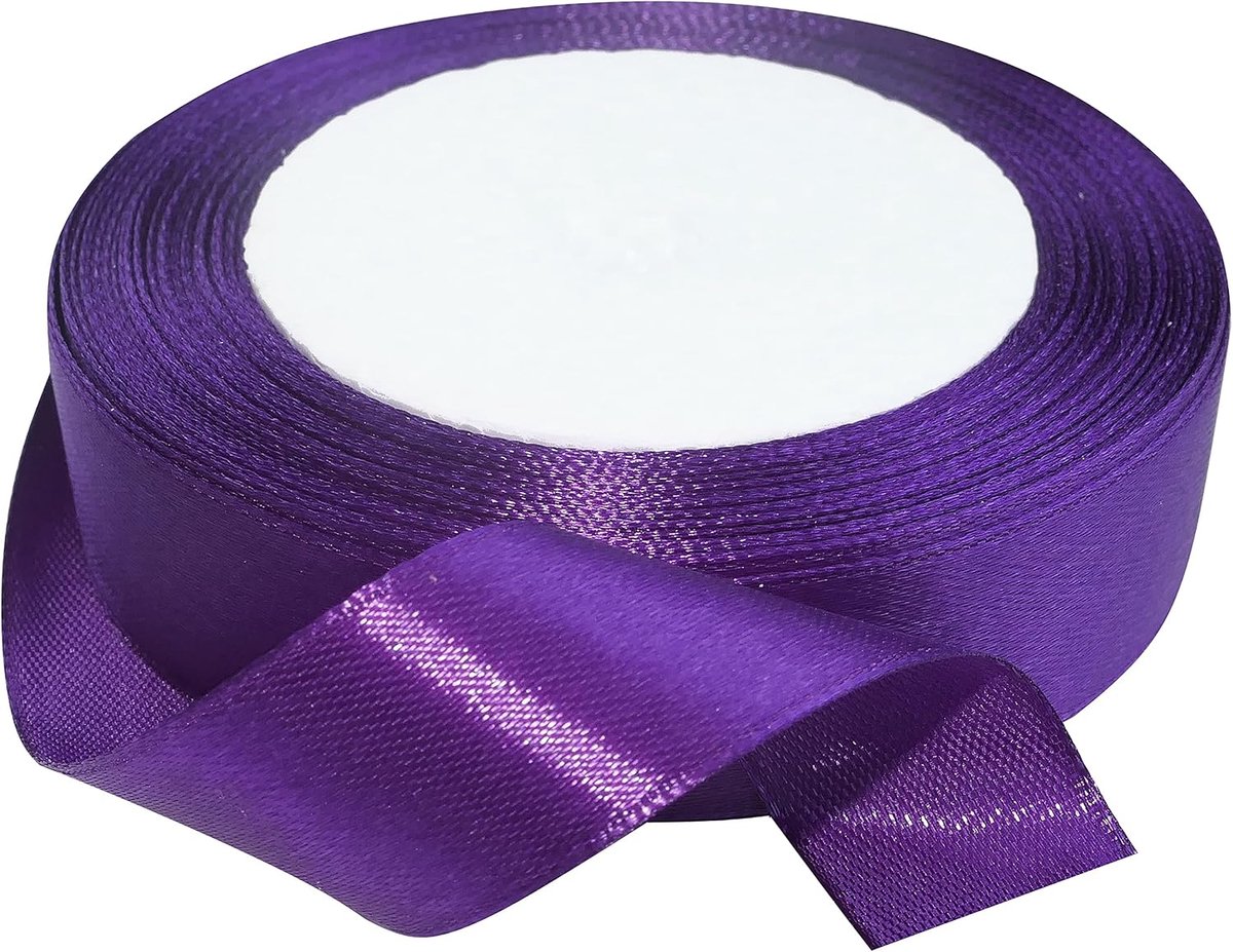 - C50391 - Satijnen lint decoratief glanzend fijn - 20 mm x 22 meter - paars - creatieve projecten naaikunst geschenkverpakking voor verjaardagsfeest