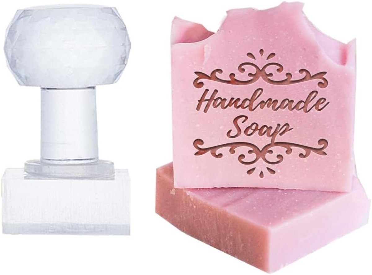 PandaHall Vintage Patroon Zeep Stempels, Embossing Stempels Met Tekst Voor Zeep Clear Acryl Stempels Zeep Stempels Met Vierkante Handvat Voor Handgemaakte Zeep