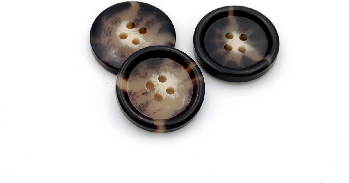 Knoppen van kunsthars, 4 gaten, handgemaakt, 23 mm, 20 stuks