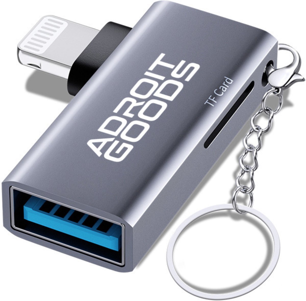 AdroitGoods OTG Adapter USB 3.0 + TF Kaartlezer Geschikt voor iPhone/lightning/Apple/iPad Snelle Data Transfer Opslag Uitbreiding Fototransfer Plug & Play
