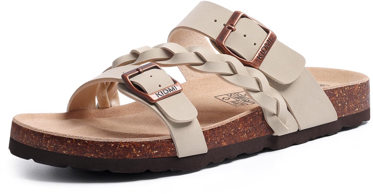 Homaxy - Unisex sandalens –PVC bovenkant schoenen – Dames Slippers – Houten sandalens - Comfort slippers – steenkleur - 36- Geschikt voor een voetlengte van 22.9cm