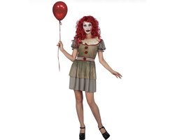 Joya Party® Scary Clown Kostuum Dames | Horror Clown Verkleedjurk Vrouwen | Halloween Clown Jurk Vrouw | Griezel Clown Kostuum | Carnaval Verkleedkleding | Stretch | Maat S/M