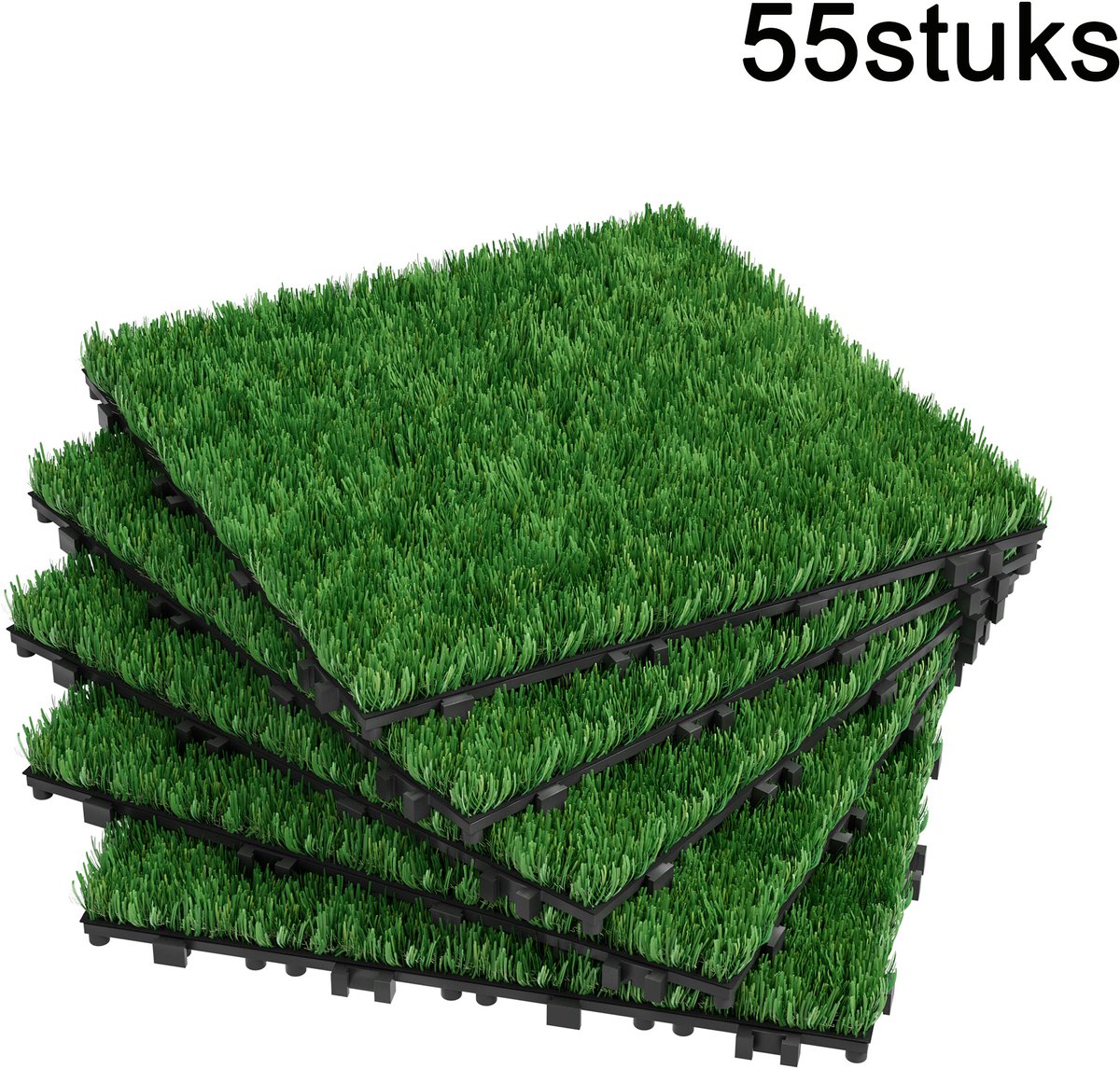 Kunstgras Tegels 30x30 cm – 55 Stuks (5 m²) – Kliktegels – Drainage – Balkon & Terras