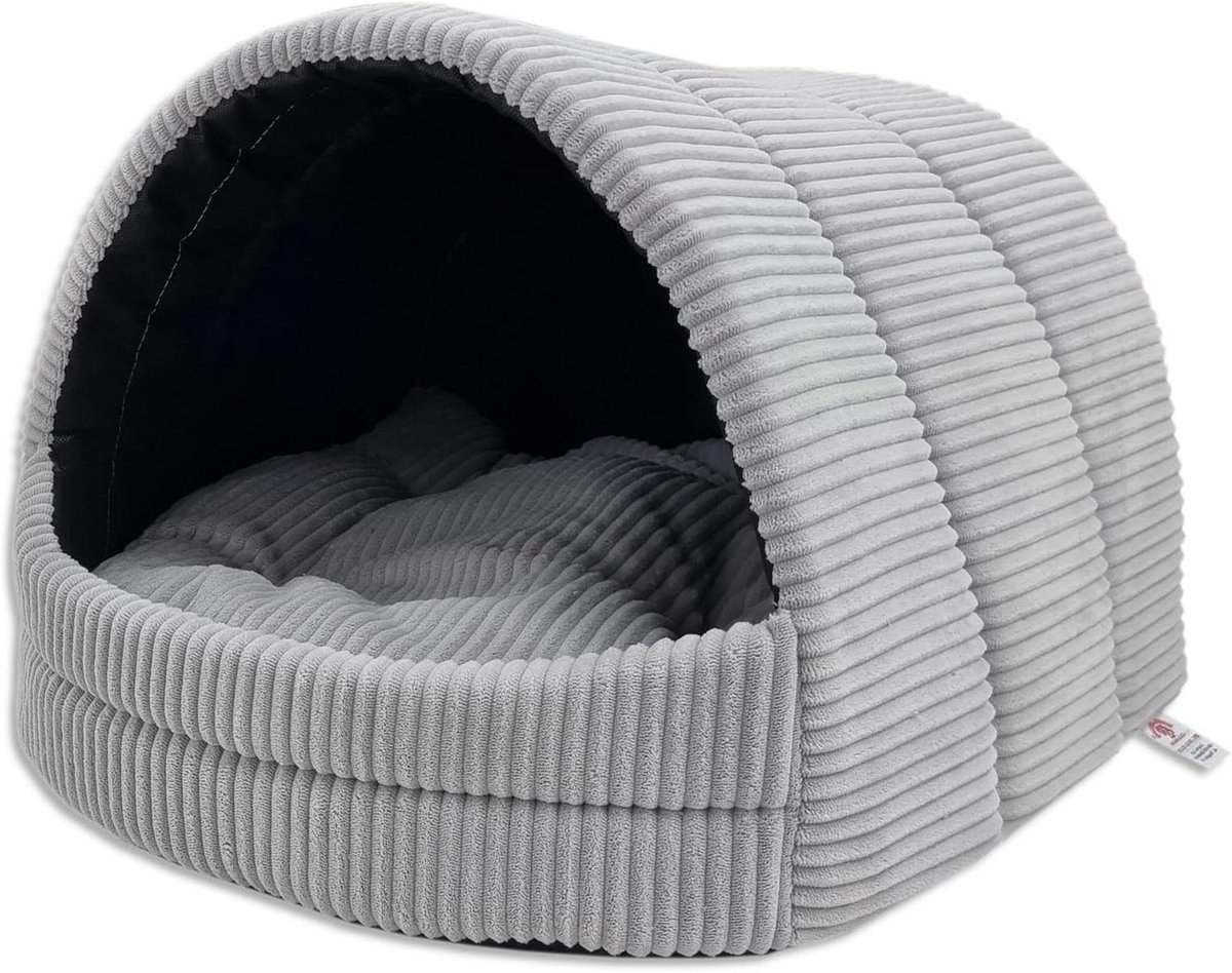 Hondenhok - Hondenmand - Rustplek Hond - Wasbaar Kussen - 49x45x36 cm - Grijs