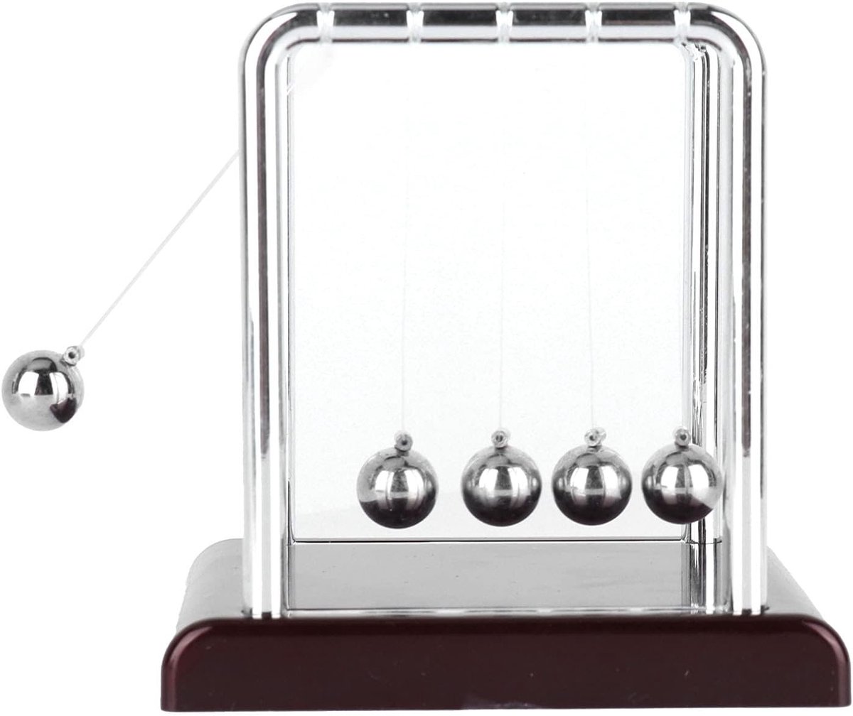 Pendulum Balance Balls - Wetenschappelijk Speelgoed met Stalen Ballen en Houten Basis voor Bureau Decoratie en Ontspanning