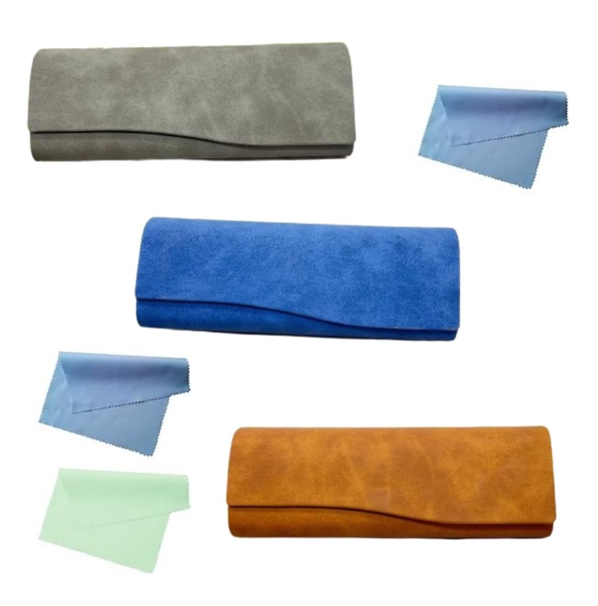 Omgoods - Set van 3 Harde Brilhoezen van PU Leer voor Dames, Heren en Kinderen