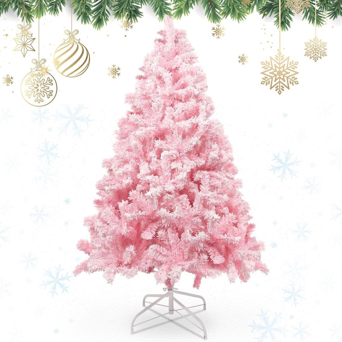 NIVA® Kerstboom - Kerstversiering Buiten - Kerstversiering - Roze - 85cm x 85cm x 150cm