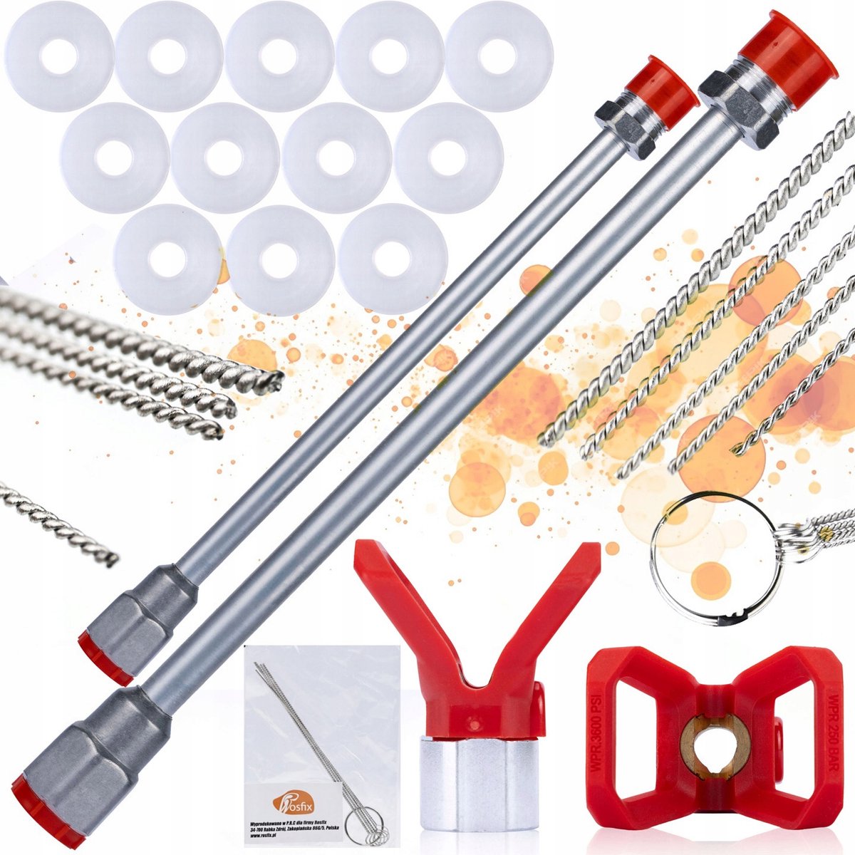 Rosfix Hogedruklans Set - 50/100 cm met Reinigingsborstels, 12 Afdichtingen en Spuitmondbeschermer