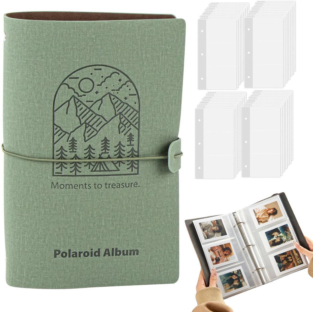 Omgoods - Mini Fotoalbum voor 180 Foto's, PU Leer