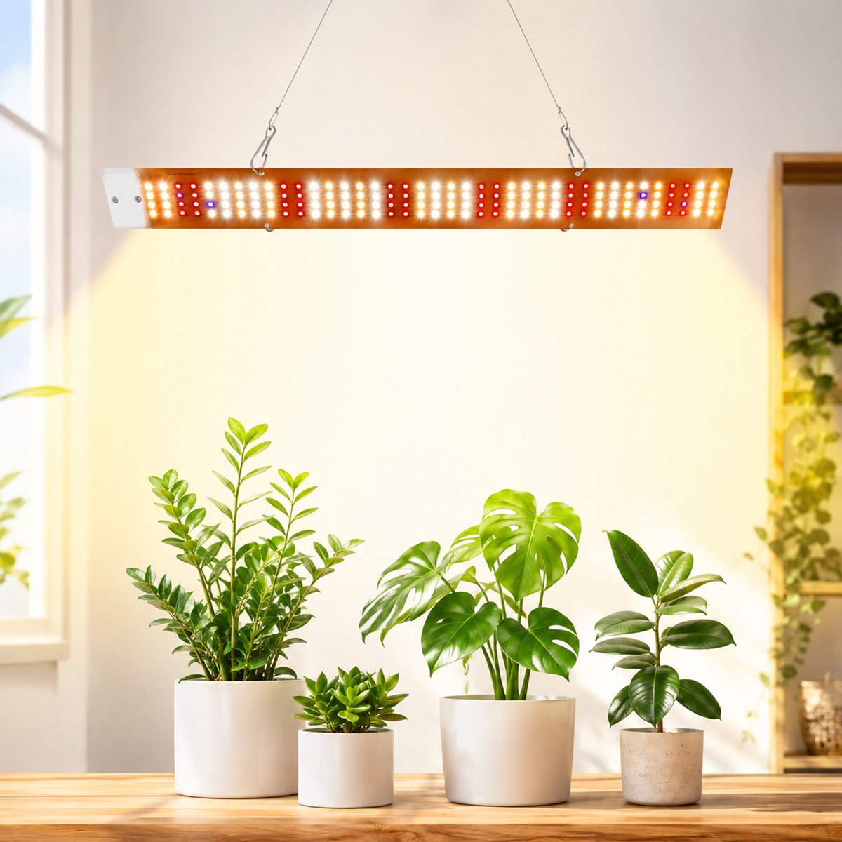 Rosnek LED Kweeklamp - Full Spectrum Groeilamp voor Planten - Modulair Hangpaneel - Plantenlamp met Verstelbaar Ophangsysteem voor Kamerplanten, Zaailingen en Kweekkast - 1 Paneel - 40 W