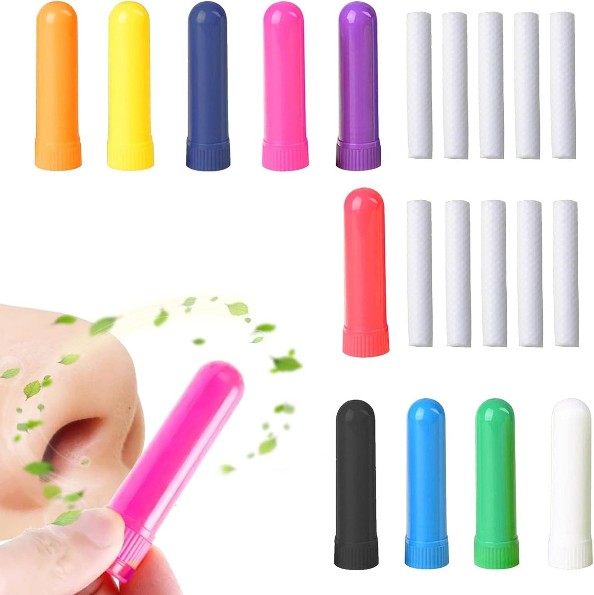 10 stuks geurstiften voor etherische oliën, etherische oliebuizen met 10 lonten, geurstiften, navulbare inhalatorstick voor aromatherapie, neusinhalatoren, buisjes voor aromatherapie en parfum