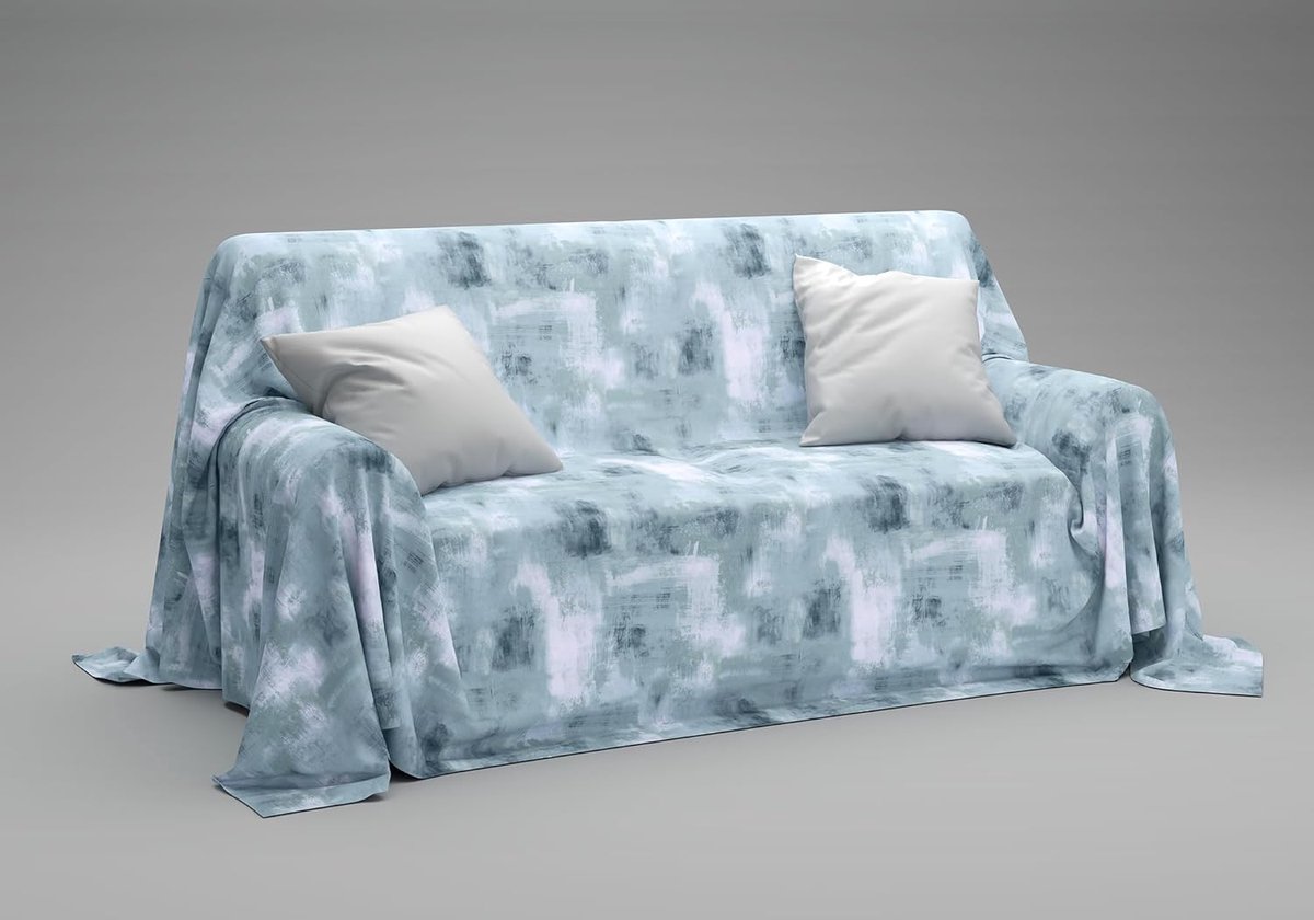 Home - Sprei voor tweepersoonsbed zomer en lente, 270 x 270 cm, 100% puur en duurzaam katoen, ideaal als bankovertrek en multifunctionele deken, banksprei en lichte tweepersoonsdeken