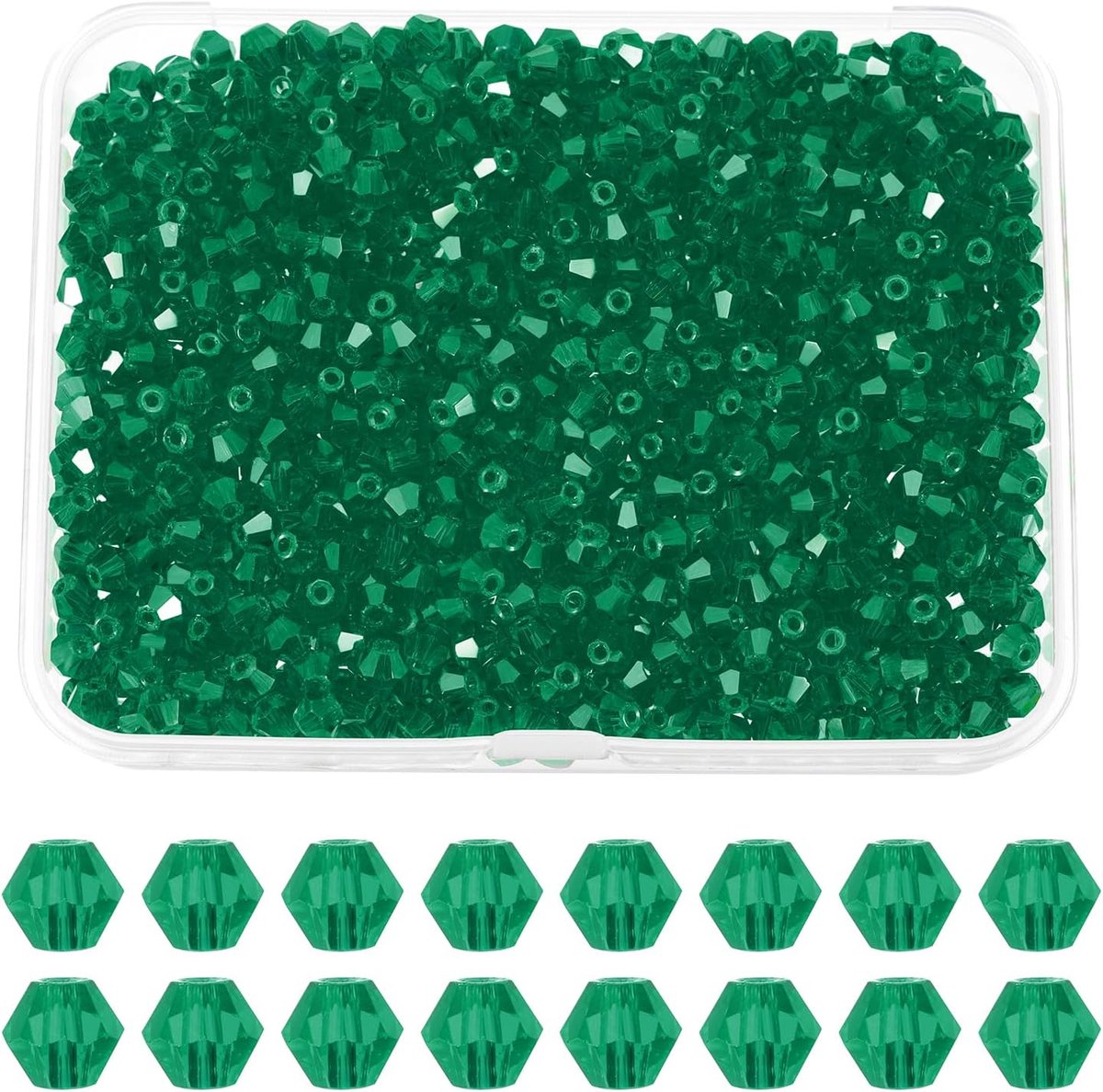 Kralen, Facetteerde Glazen Spacerkralen met Doos voor Sieraden Maken Armband Ketting Oorbellen DIY Zonnevangst Knutselen, Groen