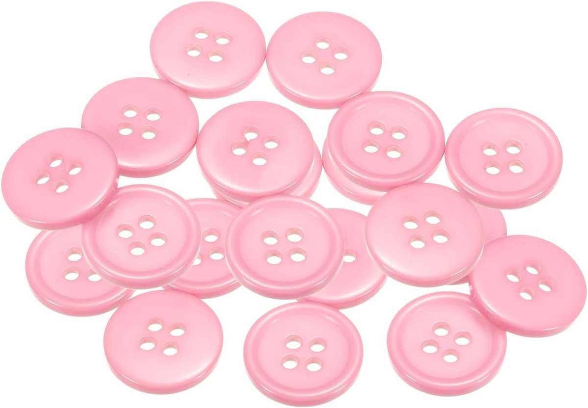 Knopen 18 mm knutselknopen roze naaiknopen hars rond plat 4 gaten kunststof knopen voor naaien doe-het-zelf handwerk scrapbooking versieren kleding jassen blouses overhemden