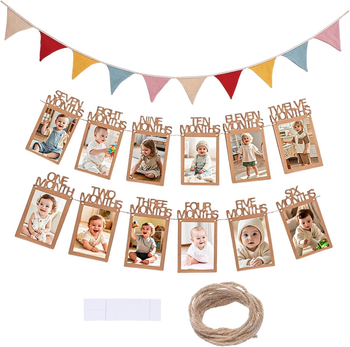 1e verjaardag decoratie en wimpel kinderkamer | Slinger stof baby verjaardagsdecoratie wimpel foto banner slinger kinderkamer decoratie wanddecoratie voor feestfeesten