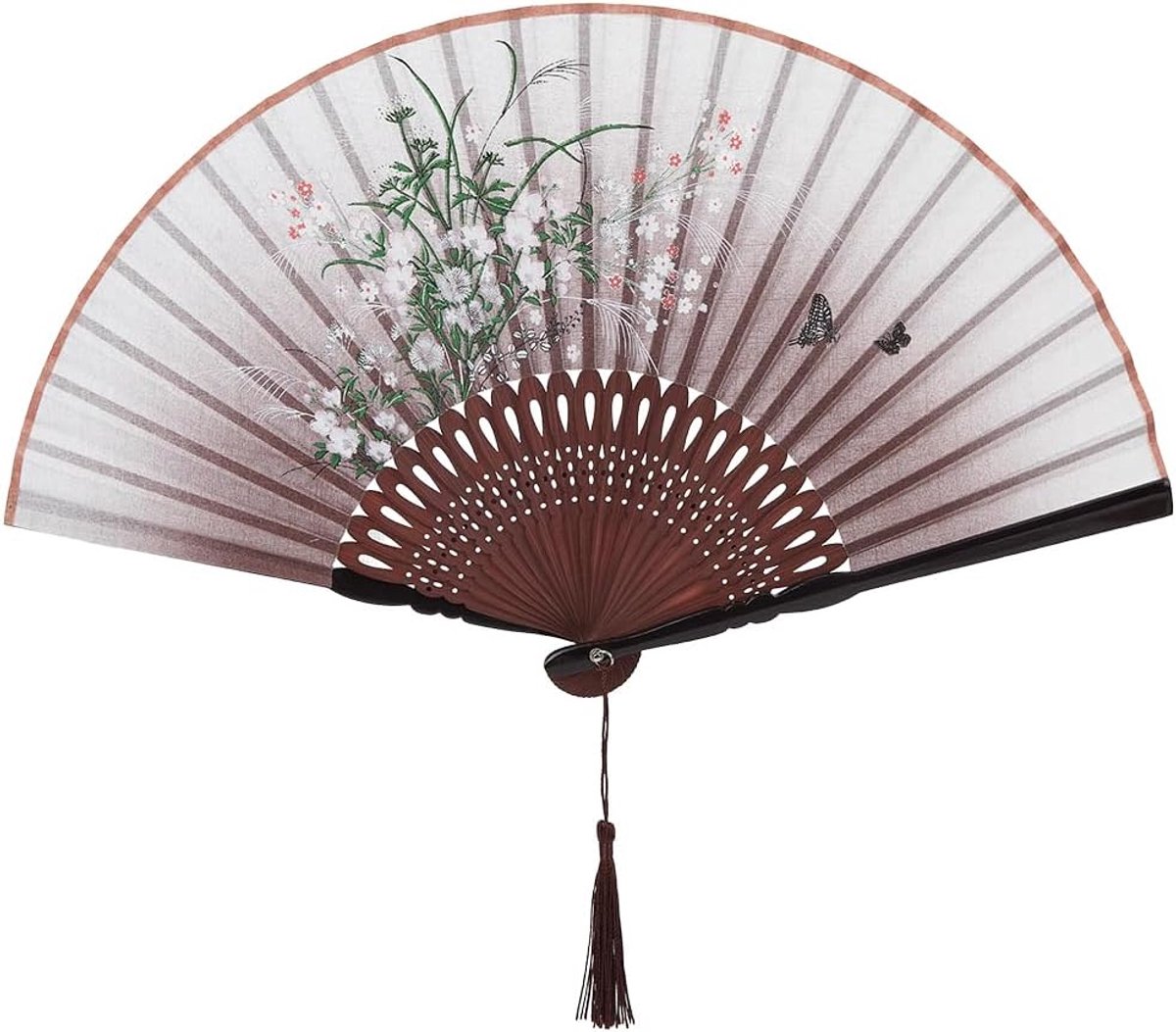 Bloemenprint Bamboe Handheld Opvouwbare Fan Chinese Japanse Kersenbloesem Bloem Vintage Opvouwbare Fans Voor Vrouwen Gift Dans Fotografie Rekwisieten Thuis Kostuum Decor DIY Arts