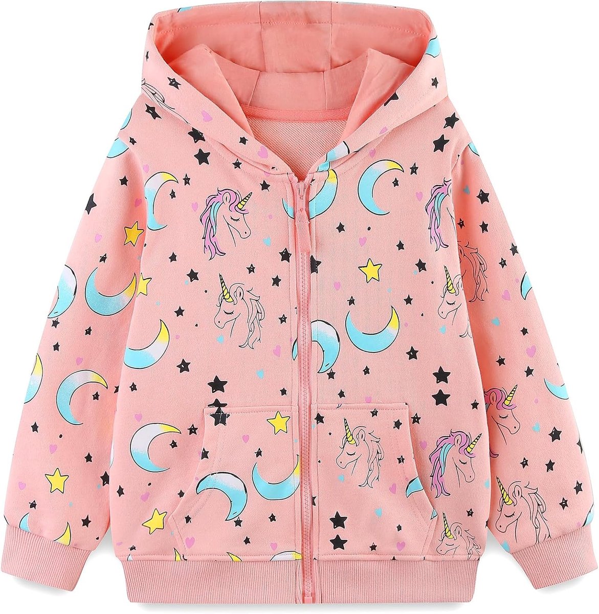 Capuchon Trui met Rits Zip Up Hoodie Lange Mouwen Warm Katoen Dieren Sweatjacke Pullover Hoody Sweatshirt met Rits en Zakken Kleding Meisjes Tops 3-8 Jaar