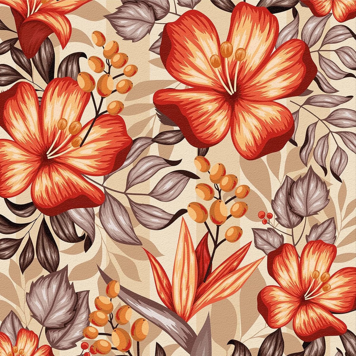 Behang muursticker bloemen oranje, 44 x 300 cm behang geel en beige bloemen bladeren planten boho plakfolie voor meubels, slaapkamer, woonkamer, badkamer, keuken