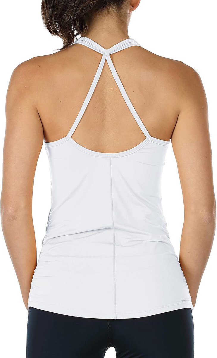 Icyzone Sport Yoga Tops voor Dames - Trainings Tanktops met Uitgesneden Rug, Gym Mouwloze Shirt