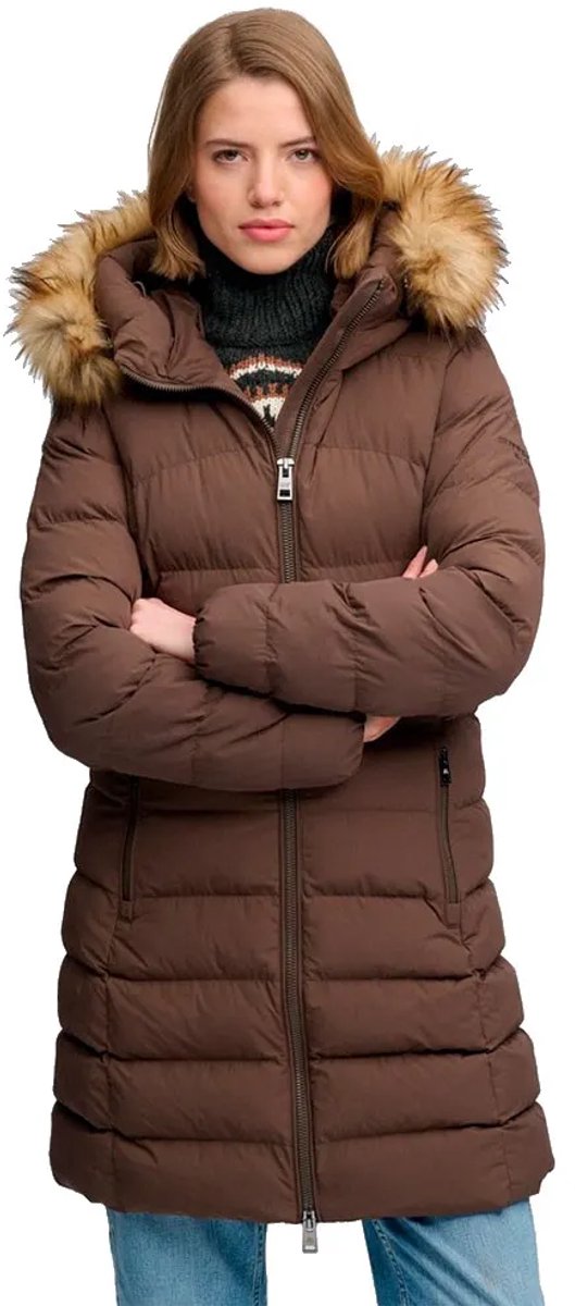 Superdry - Fuji Jas Met Capuchon En Imitatiebont - Dames - Gewatteerde jassen