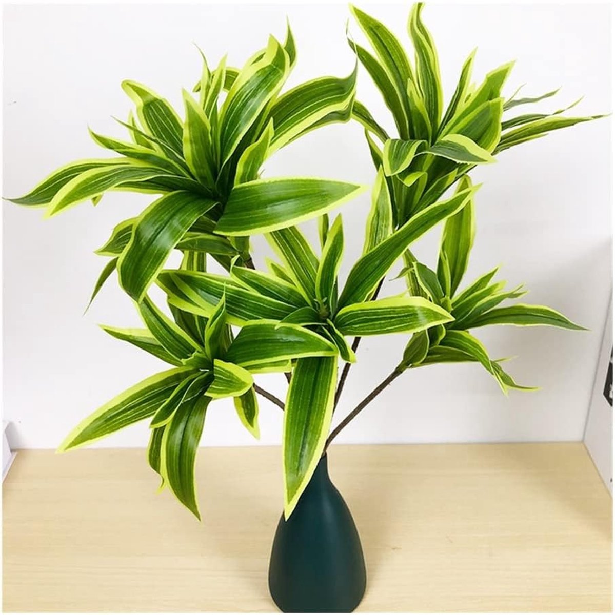 36 cm 3 hoofden tropische kunstmatige planten tak nep bamboeboom bladeren plastic palm gebladerte vliegtuig gras for kamer party decor Kunstplant (Color : 36cm Light Green)