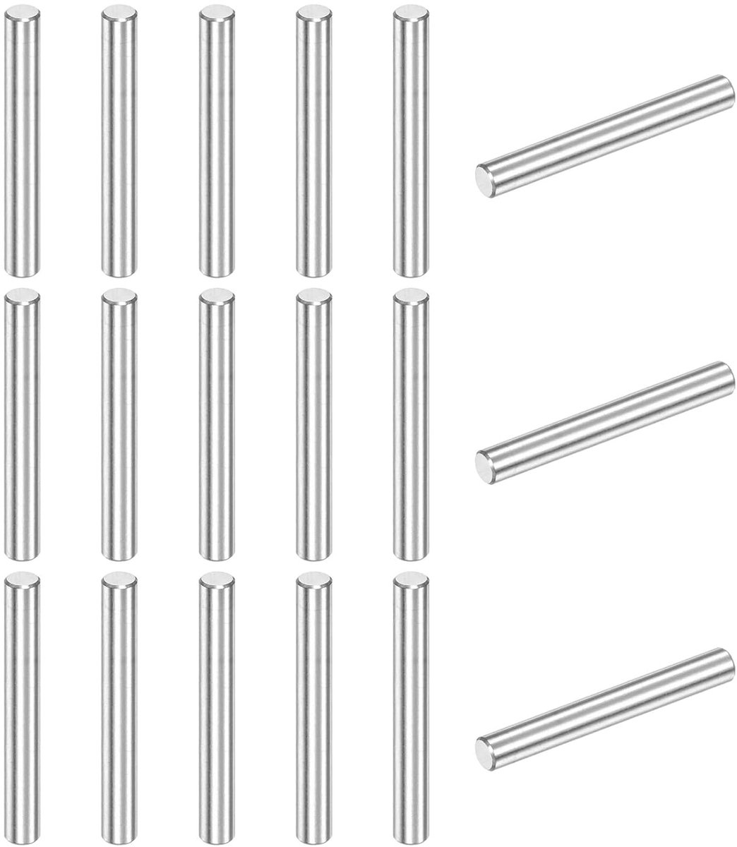 20 stuks cilindrische bevestigingspen van roestvrij staal 316 voor metalen apparaten/houten projecten, 4 x 30 mm [zilver]