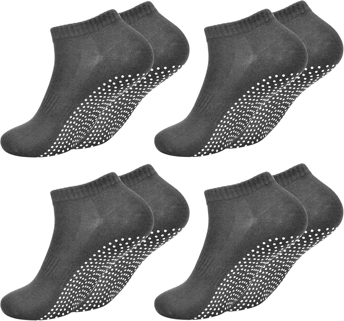 Sokken voor heren en dames, maat EU 40-45, yogasokken antislip met noppen voor pilates, stoppersokken katoen voor barre, donkergrijs, One size