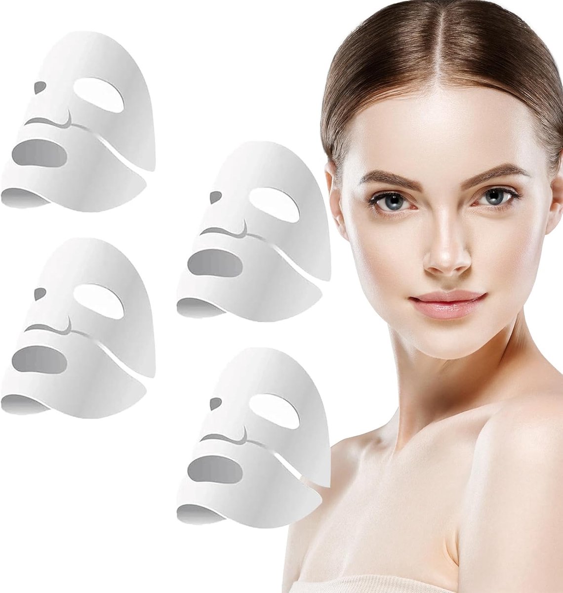 Maskers, biologisch collageen Real Deep masker, doekmaskerset voor hydraterende anti-rimpelmiddelen tegen fijne lijntjes (4 stuks) (A)