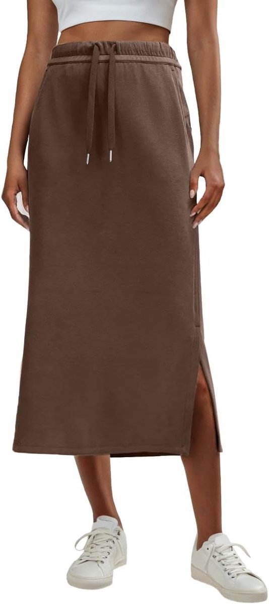 Rokken Herfst Winter Anti-Rimpel Casual Hoge Taille Verstelbare Trekkoord Rok met 2 Diepe Zakken & Zijsplit