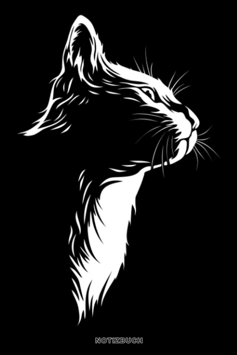 Mit Katzenmotiv: A5 liniert mit Register - Softcover Matt mit der Silhouette einer Katze - Schönes Geburtstagsgeschenk und ... für Notizen, Termine, Gedanken und Ideen