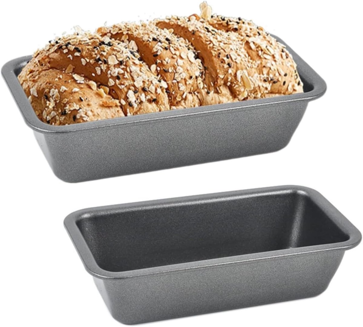 2 stuks rechthoekige vorm, anti-aanbaklaag voor brood van koolstofstaal, krasbestendig, voor het bakken van brood, cake, toast (15,6 x 8,6 x 4 cm)