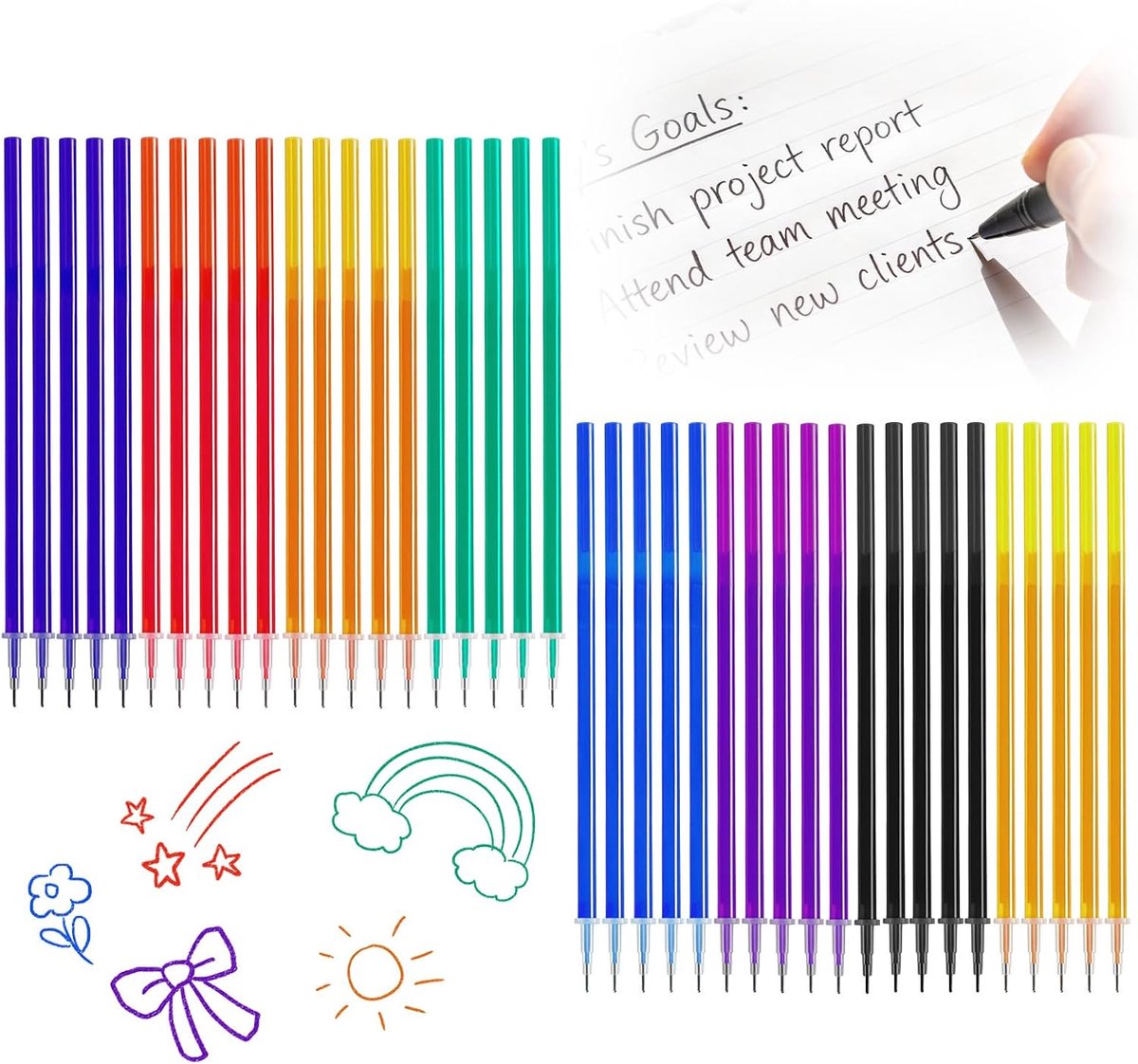 40 stuks uitwisbare reservevullingen, 0,7 mm, compatibel met Legami, meerkleurige thermosensitieve gel-inkt, hoogte 13 cm, praktische set reservevullingen voor pen