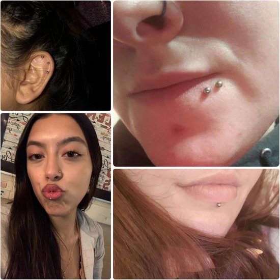 5 stuks lippiercing labret steker 10 mm chirurgisch staal piercing helix lip Monroe Medusa studs 16G zilver goud — afbeelding 5