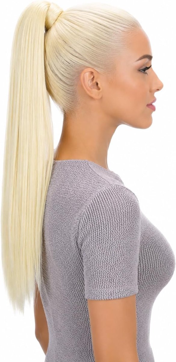 50cm Haarstukje Vlecht Paardenstaart Haarextensies Glad Platina Blond H71