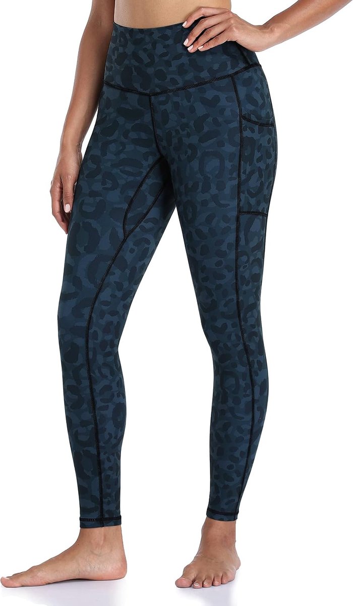 Dames Legging 7/8 met Zakken Sportlegging Hoge Taille Buikcontrole Yogabroek Trainingsbroek Joggingbroek