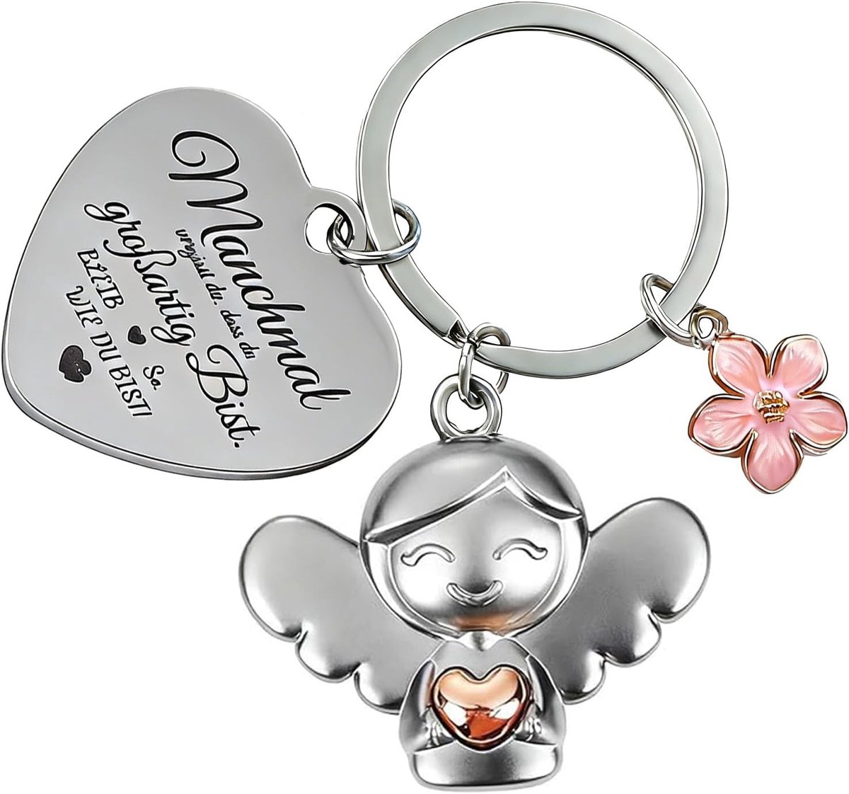Beschermengel met hart en gravure, legering vriendin geschenken engel sleutelhanger, geluksbrenger dames voor hanger met spreuk