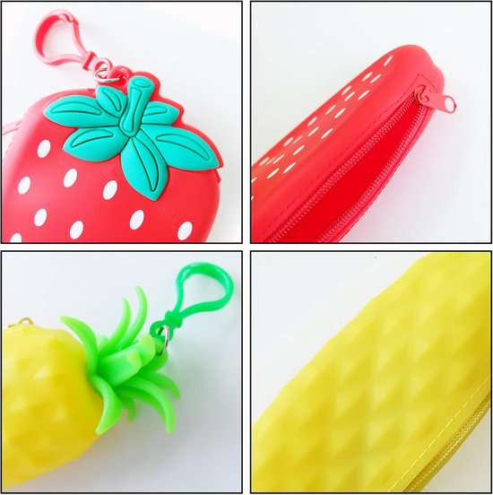 2 Stuk Fruit Vorm Potlood Case, Zachte Siliconen Potlood Case, Cartoon Siliconen Potlood Bag, Creatieve Siliconen Pen Bag, voor Kantoor Pen, Potlood — afbeelding 4