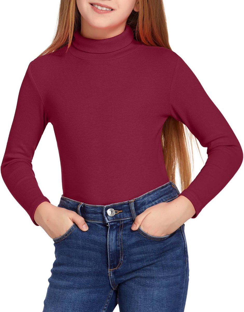 Shirt met lange mouwen meisjes rolkraag basic shirt kinderen herfst winter bovendeel effen casual tops zacht huid lichtgewicht ondershirt 4-14 jaar