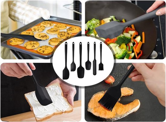 Spatels, siliconen spatels voor de keuken, professionele spatels van siliconen, keukenspatel, keukengerei, bakken en mengen, hittebestendig (zwart) — afbeelding 5