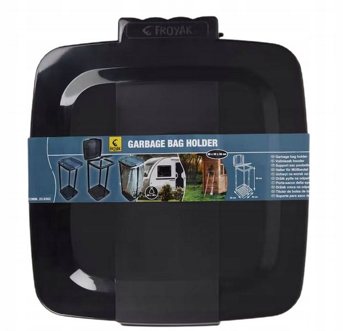 Staande afvalzakhouder voor afvalscheiding, 60-80L, zwart