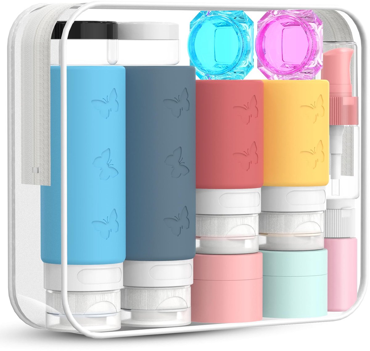 26-delige Reisflesjes Set - Lekvrije Hervulbare Siliconen Reiscontainers voor Toiletartikelen - TSA Goedgekeurde Reisaccessoires met Flesjes, Potjes & Sprayflacons voor Shampoo, Lotion & Crèmes