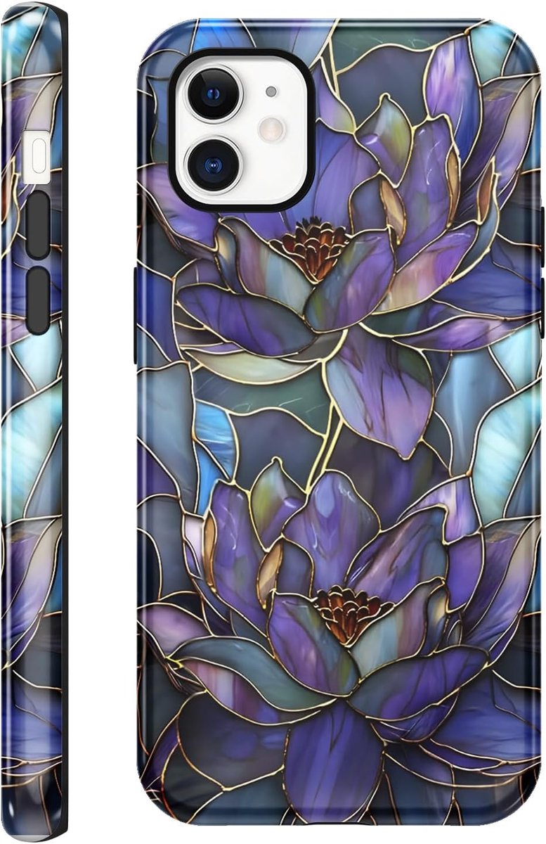Beschermhoes voor iPhone 11, siliconen beschermhoes met esthetisch bloemenpatroon, dames en meisjes, krasbestendig, bescherming, zachte TPU-gel, bumper cover voor iPhone 11 6,1 inch, paars